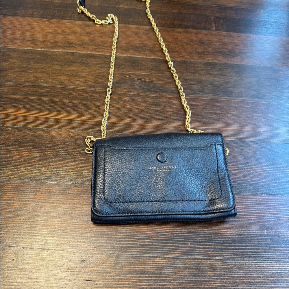 Marc Jacobs Black Crossbody Bag with Gold Chain